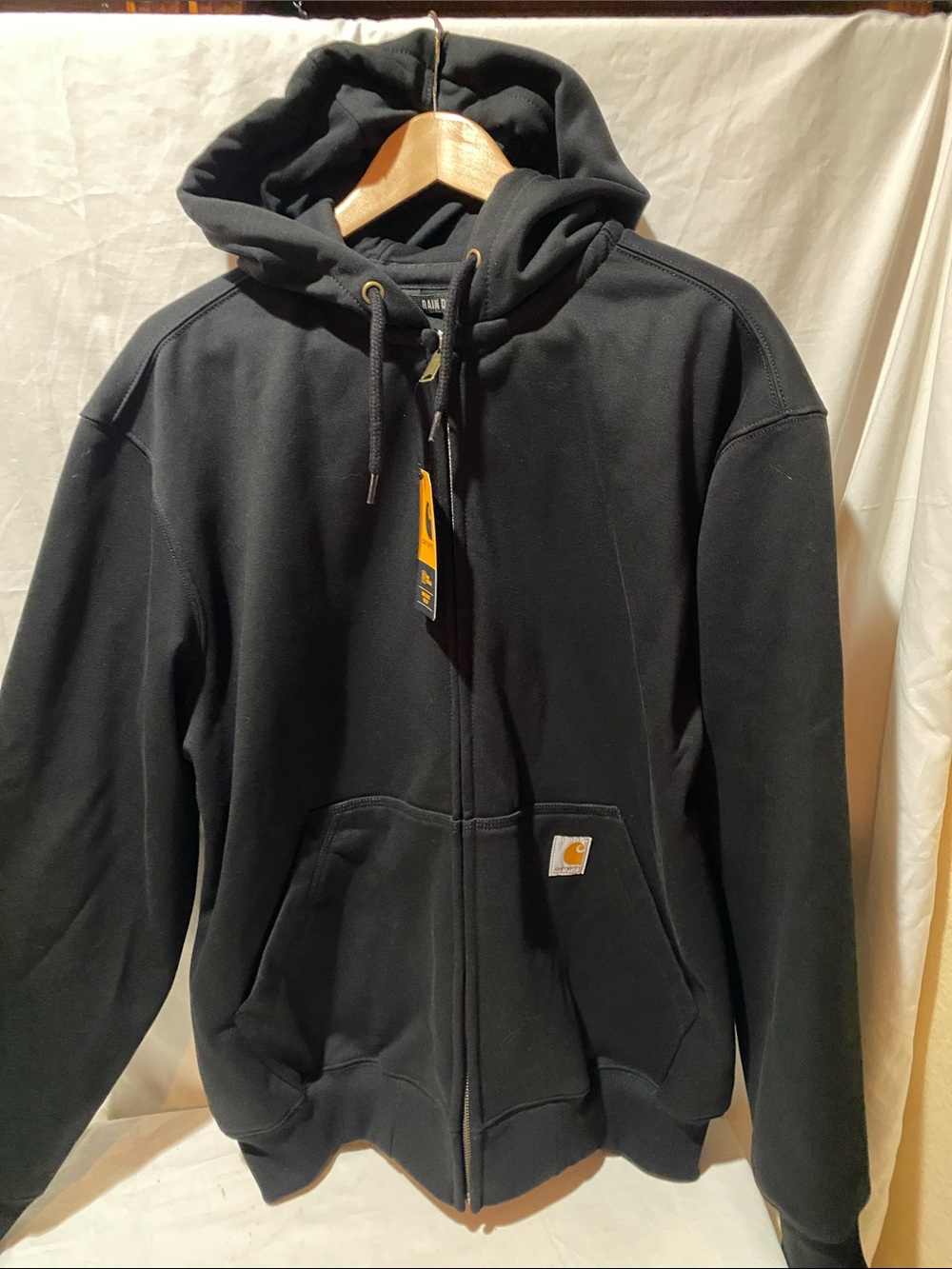 Carhartt Rain Defender Loose Fit Heavy Weight Black Zip-Up Hooded Jacket L